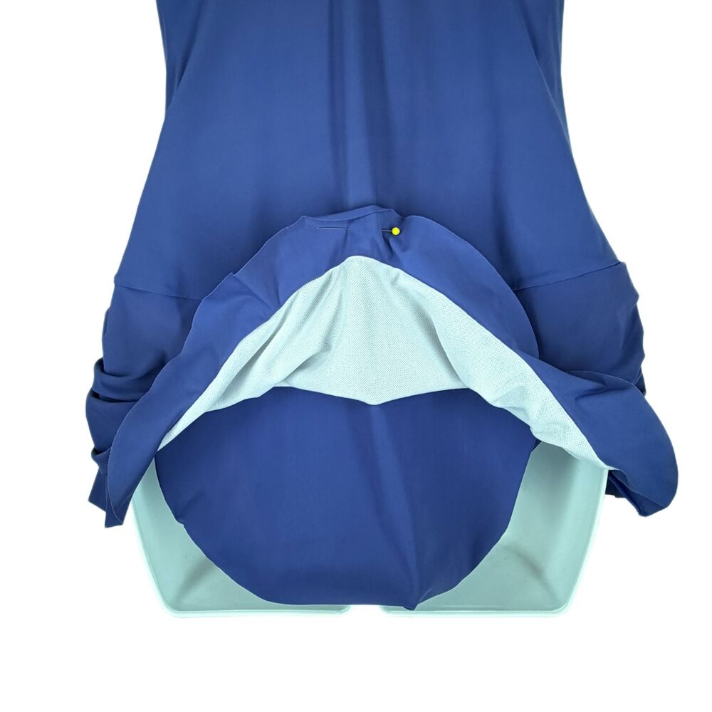 Profile by Gottex Swimsuit 12 One Piece w Skirt Blue Swim Dress Ruched Braided - Picture 3 of 10